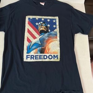 Marvel FREEDOM Capt America navy shirt